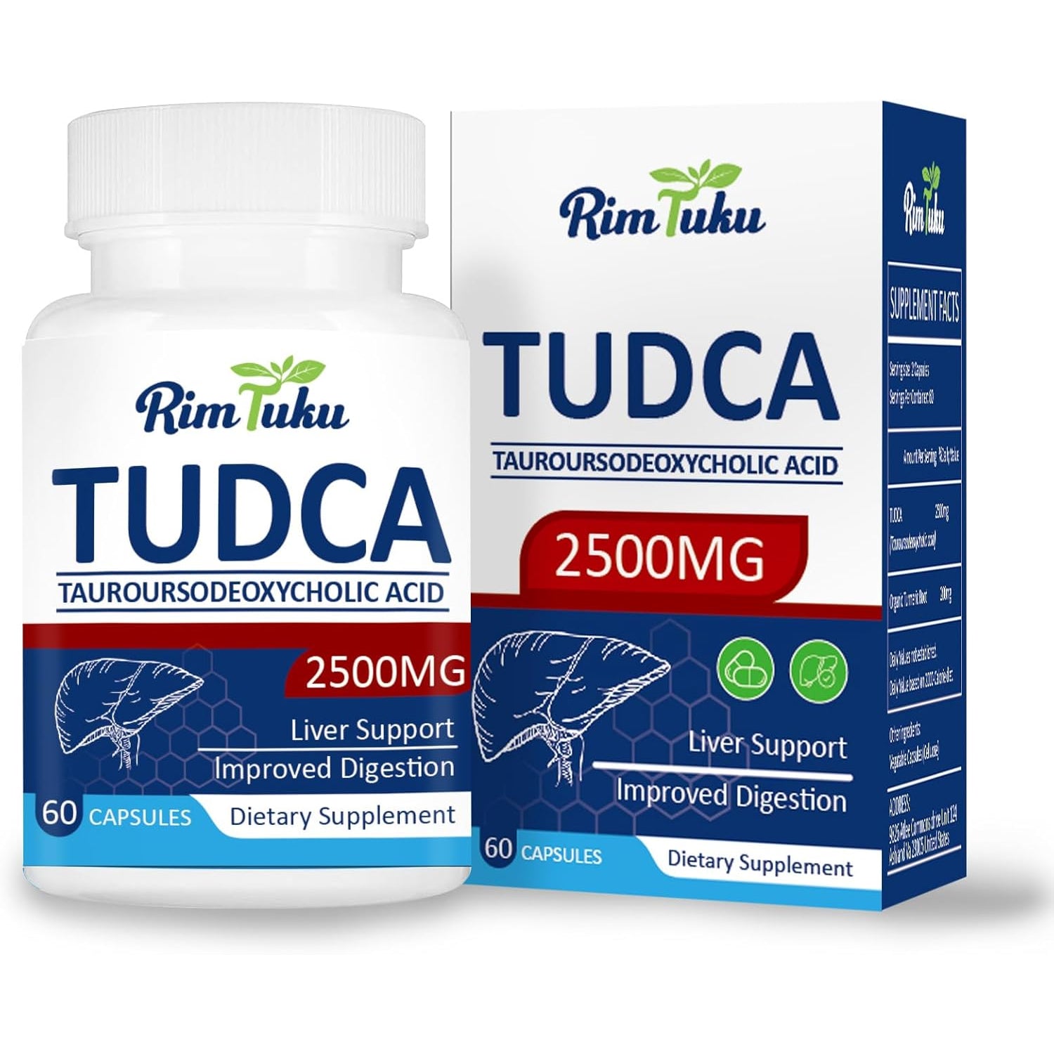 2500MG TUDCA Supplement - Bile Salts Liver Detox & Cleanse and Gallbladder Clease Health Formula Live Supplement 60 Capsules