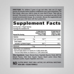 Piping Rock Kids Melatonin Gummies | 1Mg | 90 Count | Supplement for Children | Mixed Berry Flavor | Vegan, Non-Gmo, Gluten Free