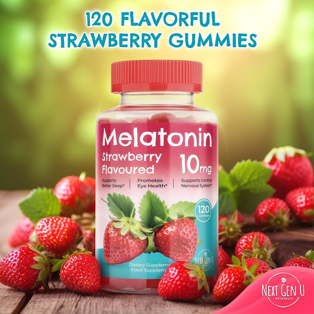 Melatonin Gummies - 10 Mg Dietary Supplement - Strawberry Flavored - 120 Vegan Gummies - by Nextgenu
