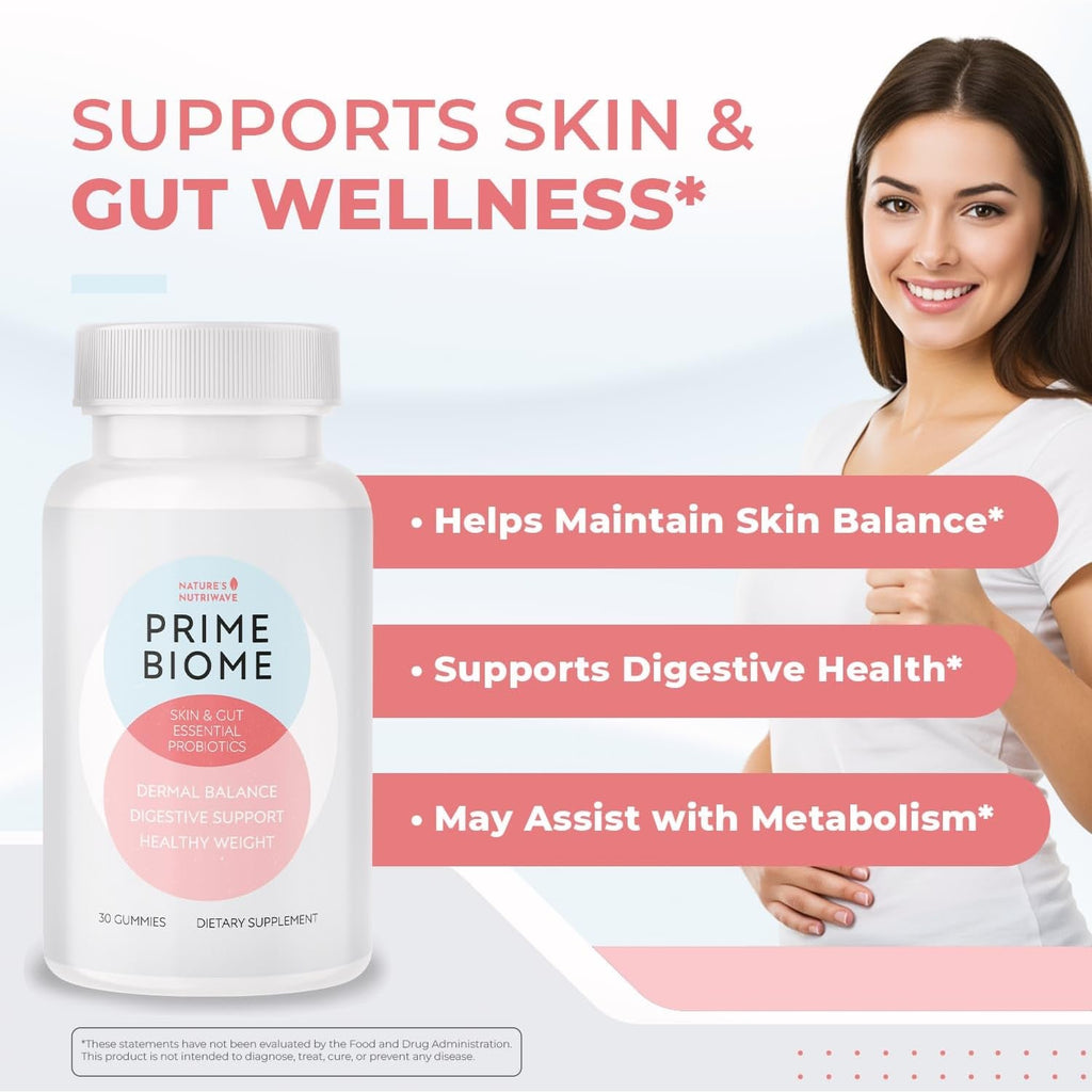 Primebiome Probiotic Gummies – Plant-Based Blend with Inulin, Lion’S Mane, Ginger & More– Non-Gmo, No Stimulants, GMP Certified – 30 Gummies, 1 Month Supply