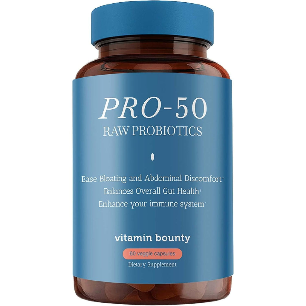 Vitamin Bounty Pro-50 - Probiotics for Women & Men - 50 Billion CFU - 13 Strains Probiotic + Prebiotic - Probiotics for Digestive Health - Delayed Release Capsules - 60 Count