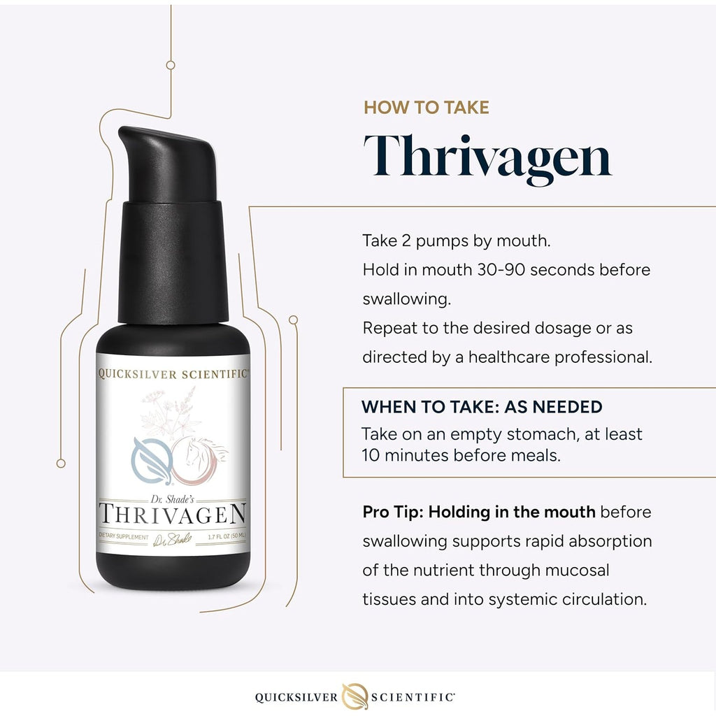 Quicksilver Scientific Thrivagen - Women'S Health Supplement with 15 Energy, Hormone Balance & Adrenal Support Botanicals - Adaptogenic Herbs with Shatavari, Rhodiola & Maca Root (1.7Oz / 50Ml)