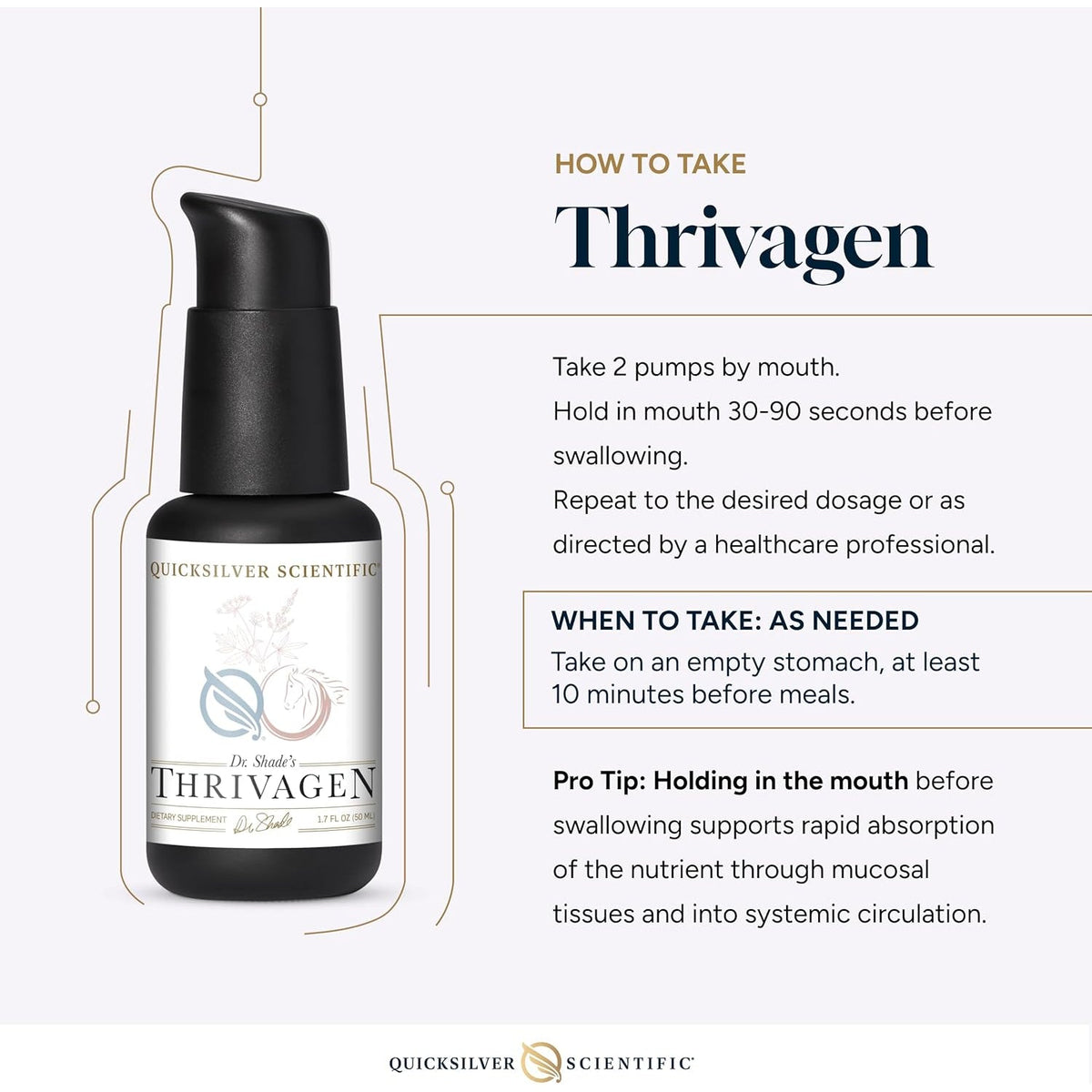 Quicksilver Scientific Thrivagen - Women'S Health Supplement with 15 Energy, Hormone Balance & Adrenal Support Botanicals - Adaptogenic Herbs with Shatavari, Rhodiola & Maca Root (1.7Oz / 50Ml)