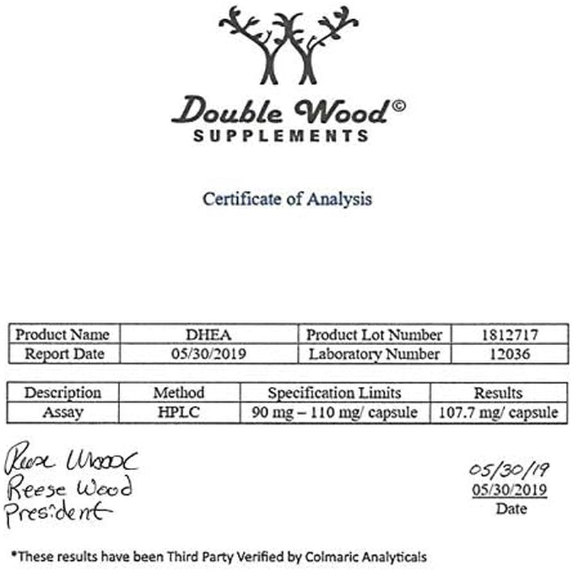 DHEA 100Mg | 180 Capsules | Max Strength 6 Month Supply | Third Party Tested | Hormone Balance & Healthy Aging by Double Wood