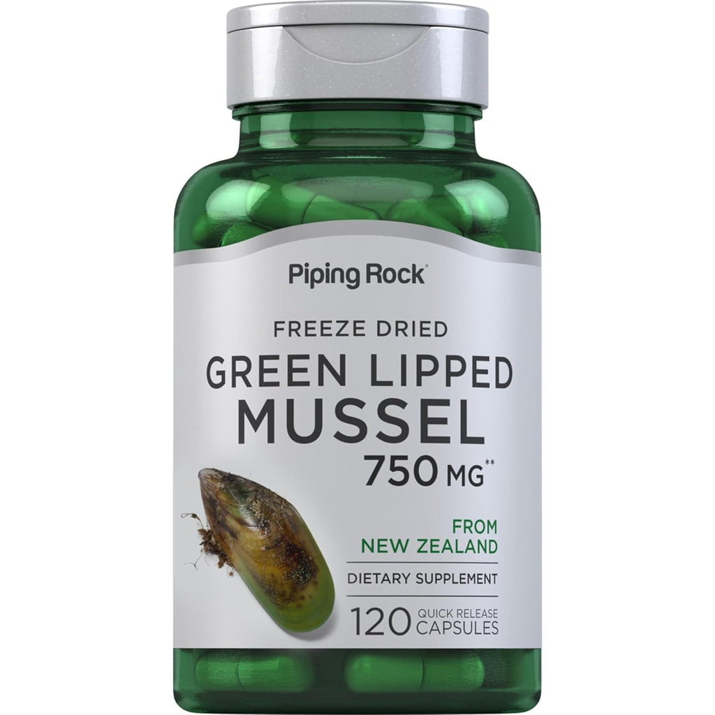 Piping Rock Green Lipped Mussel | 120 Capsules | Supplement for Humans | Freeze Dried from New Zealand | Non-Gmo, Gluten Free