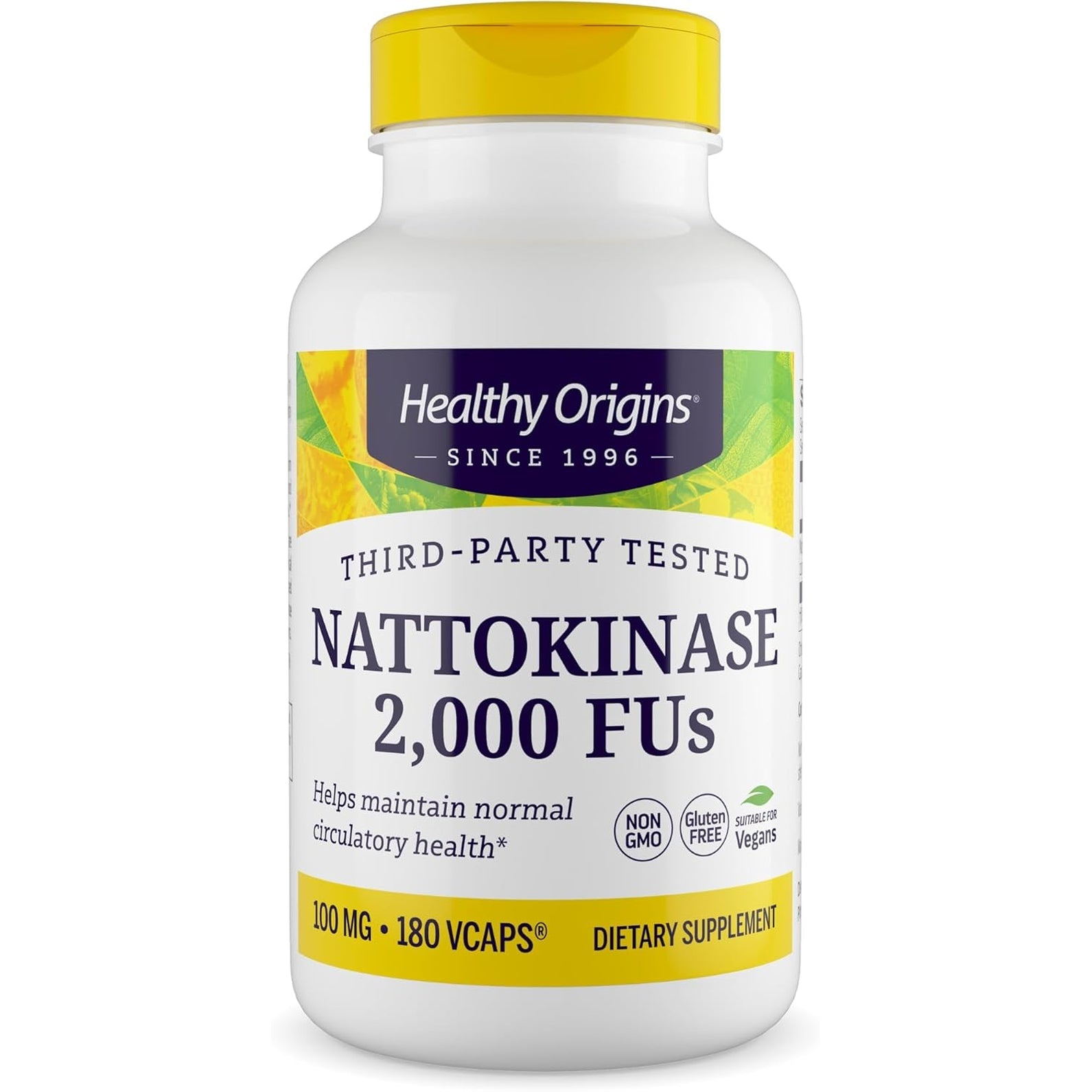 Healthy Origins Nattokinase 2,000 Fu'S (100 Mg, Non-Gmo, Gluten Free, Circulatory Support), 180 Veggie Caps
