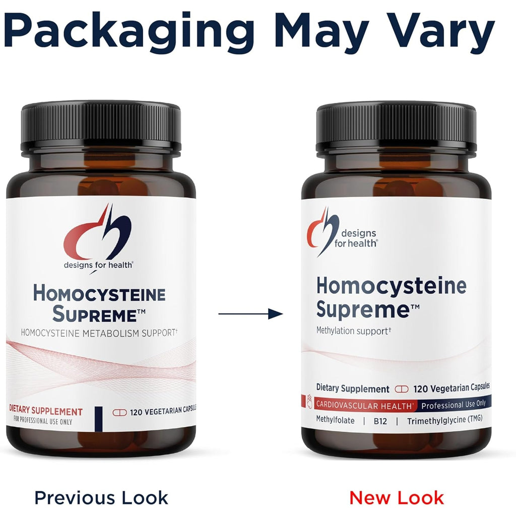Designs for Health Homocysteine Supreme - Methylated Multivitamin of B Vitamins with Riboflavin, B6, B12, Folate, L-Serine & TMG for Brain Support & Healthy Inflammatory Response (120 Caps)