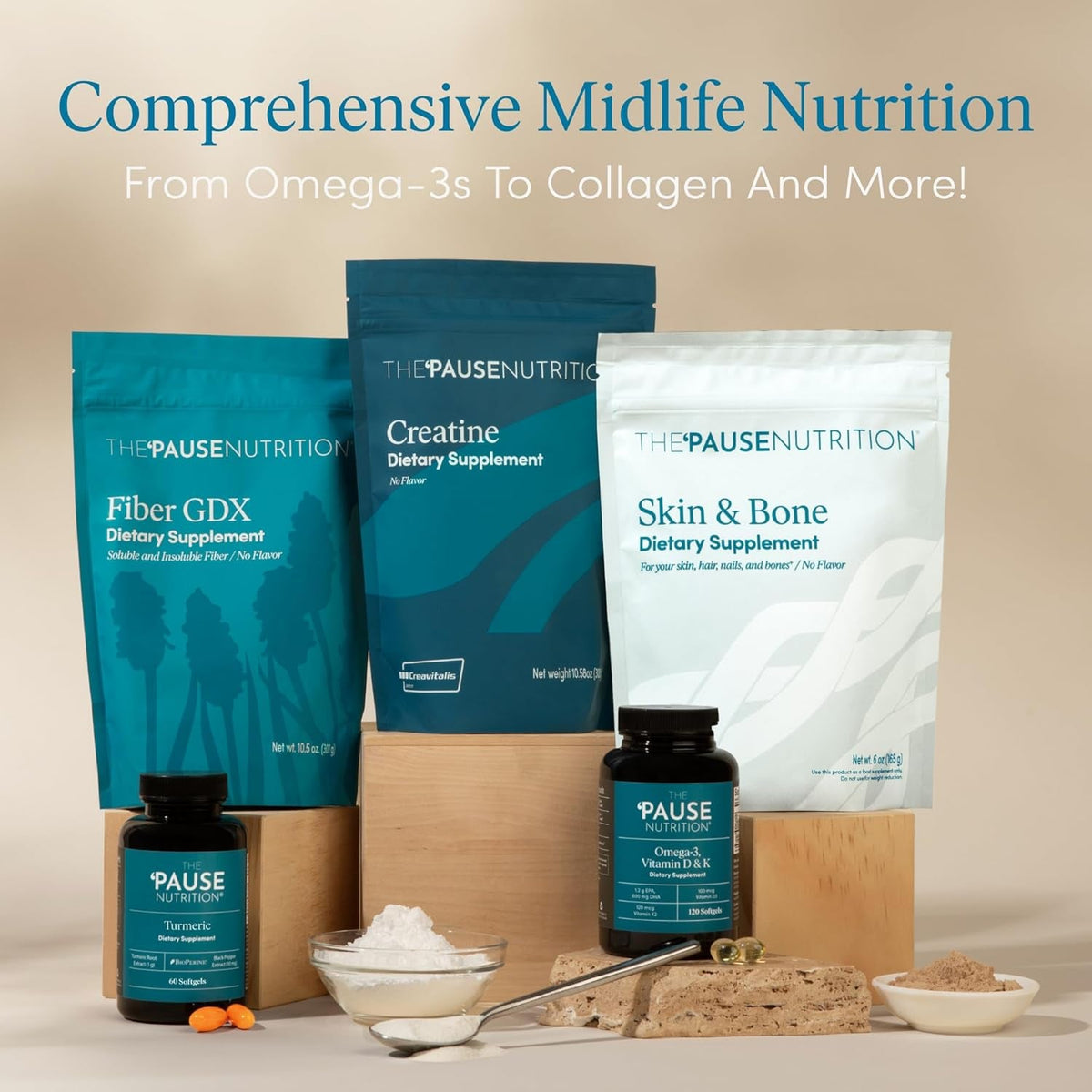 The 'Pause Life Skin & Bone, Verisol & Fortibone Collagen Peptides, Powder Formula with Hyaluronic Acid and Vitamin C, Gluten Free Supplement, Skin, Nails & Hair Support, Unflavored, Easy to Mix 12 OZ