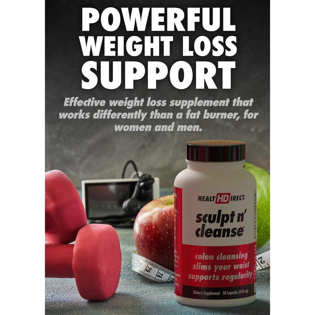 HEALTH DIRECT Sculpt N' Cleanse - Herbal Colon Cleanse for Digestive Health & Regularity - Natural Detox & Gut Flush Supplement - 50 Veggie Capsules