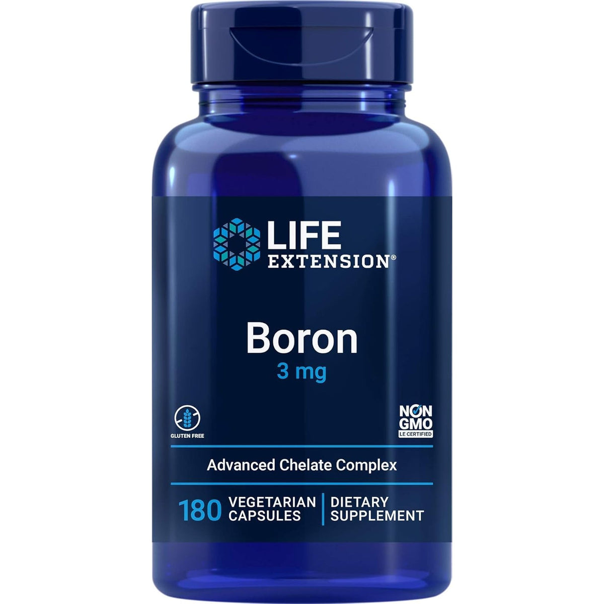 Life Extension Boron 3Mg 180 Veg Caps - Triple Boron Complex with Boron Citrate, Glycinate, Aspartate - 3 Mg Capsules - Enhanced with Vitamin B2