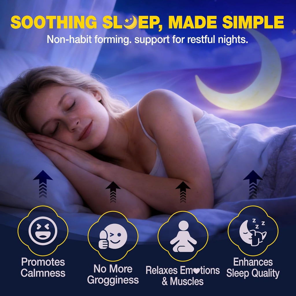 Glycine Gummies for Sleep, Glycine 3G Supplements with NAC, Magnesium Glycinate, L-Theanine, GABA, L Tryptophan, B6 for Relax, Nerve & Brain, Melatonin Free, Sugar Free, Vegan, Blueberry Flavor, 60 Ct