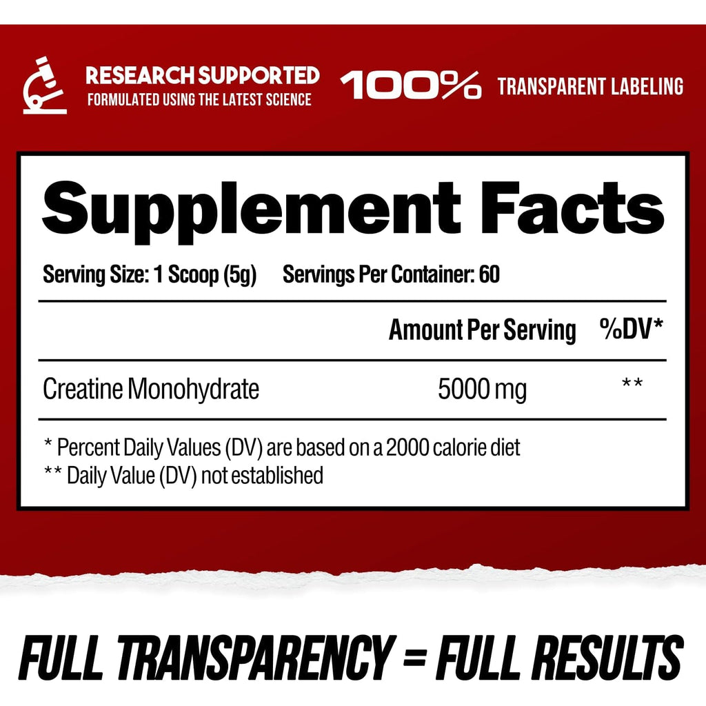 ALPHA LION Creatine Monohydrate Powder, 5000Mg per Serving (5G), Supports Muscle Strength, Power, Athletic Performance, Pure Creatina Monohydrata En Polvo Supplement (60 Servings, Unflavored)