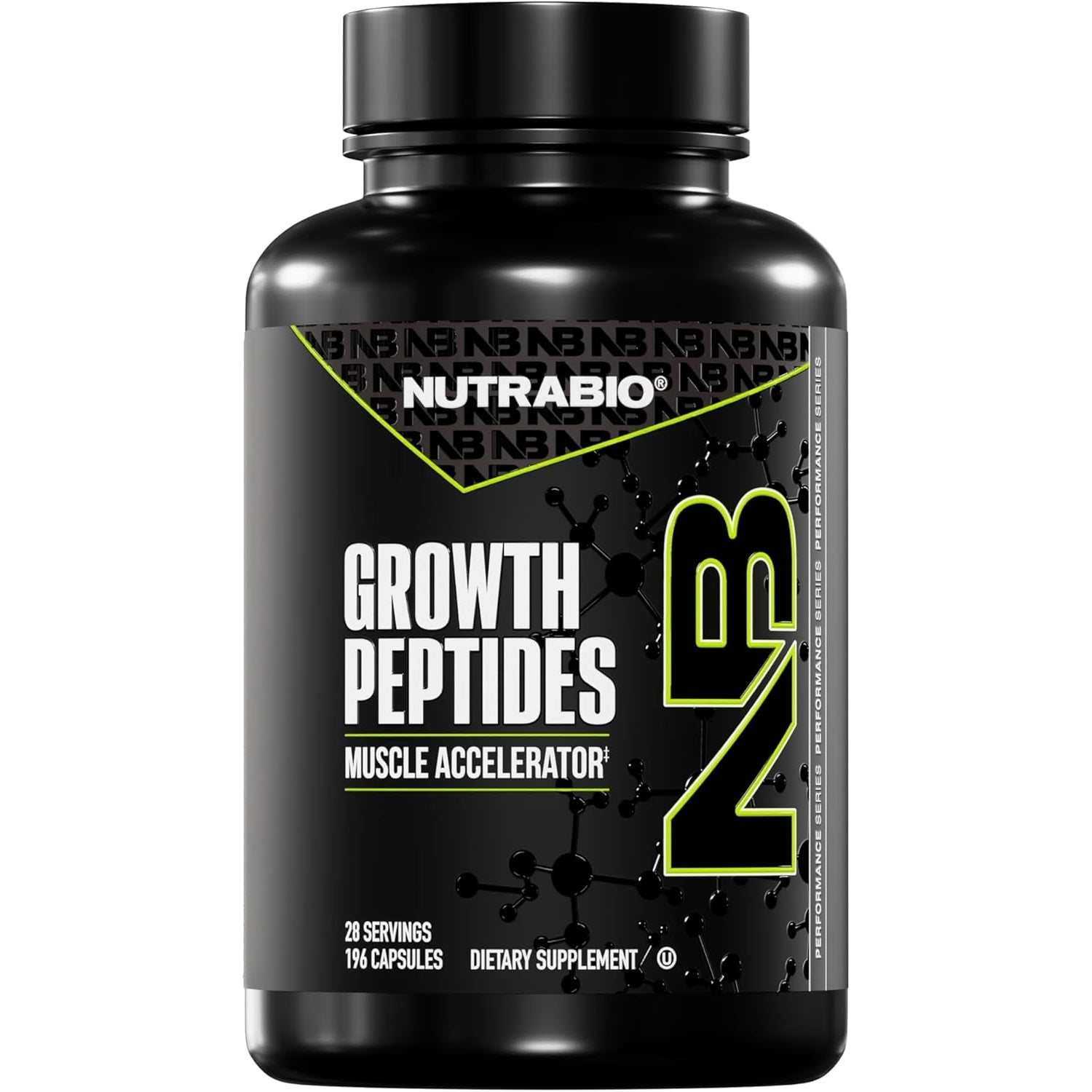 Nutrabio Growth Peptides |Muscle Accelerator with Dileucine & Peptistrong | Peptides for Muscle Growth Men & Women- 28 Servings- 196 Capsules