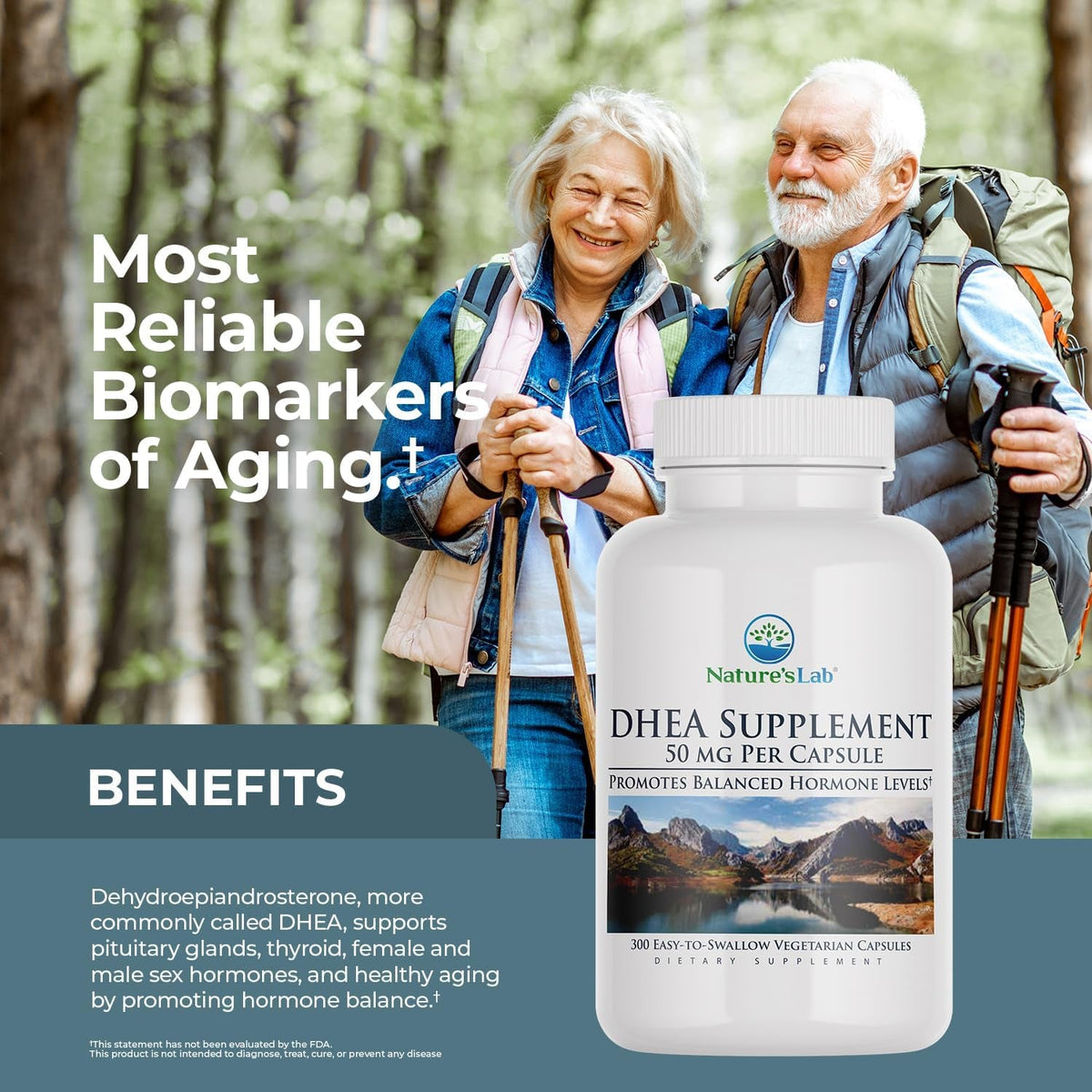 Nature'S Lab DHEA 50Mg Supplement - Promotes Balanced Hormone Levels, Healthy Energy and Increased Mental Clarity* - 300 Capsules (10 Month Supply)