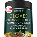 Herbpy 7In1 Clove Supplement 500Mg Rich in Vitamins & Minerals Supports Digestion, Immune & Heart Health with Cinnamon, Turmeric, Ginger, Cardamom, Garlic & Black Pepper - 100 Vegan Capsules
