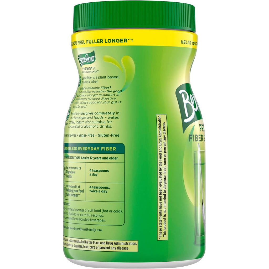Benefiber Daily Prebiotic GLP-1 Friendly Fiber Supplement Powder for Digestive Health, Unflavored - 250 Teaspoons (17.6 Ounces)