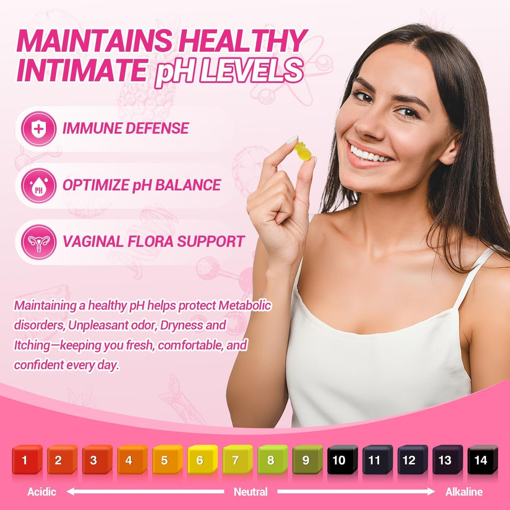 Her Juicy Feminine Probiotics Gummies, Premium Feminine Balance Gummies with Slippery Elm for Women'S Ph Balance, Healthy Odor, Flora and Immune Support – 30-Day Supply