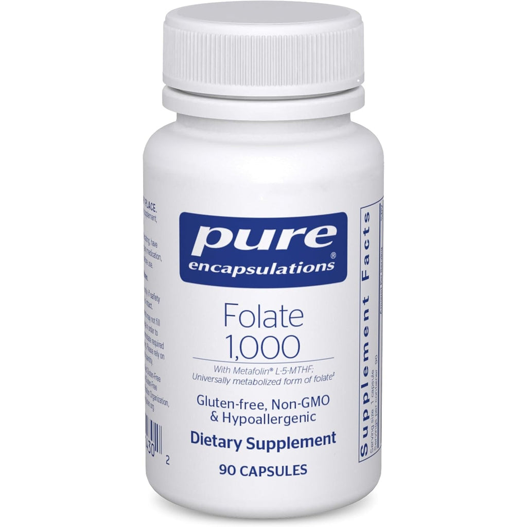 Pure Encapsulations Folate 1000 - Metafolin L-5-MTHF - Heart Health Supplement* - Folate Supplement - Non-Gmo & Gluten Free - 90 Capsules