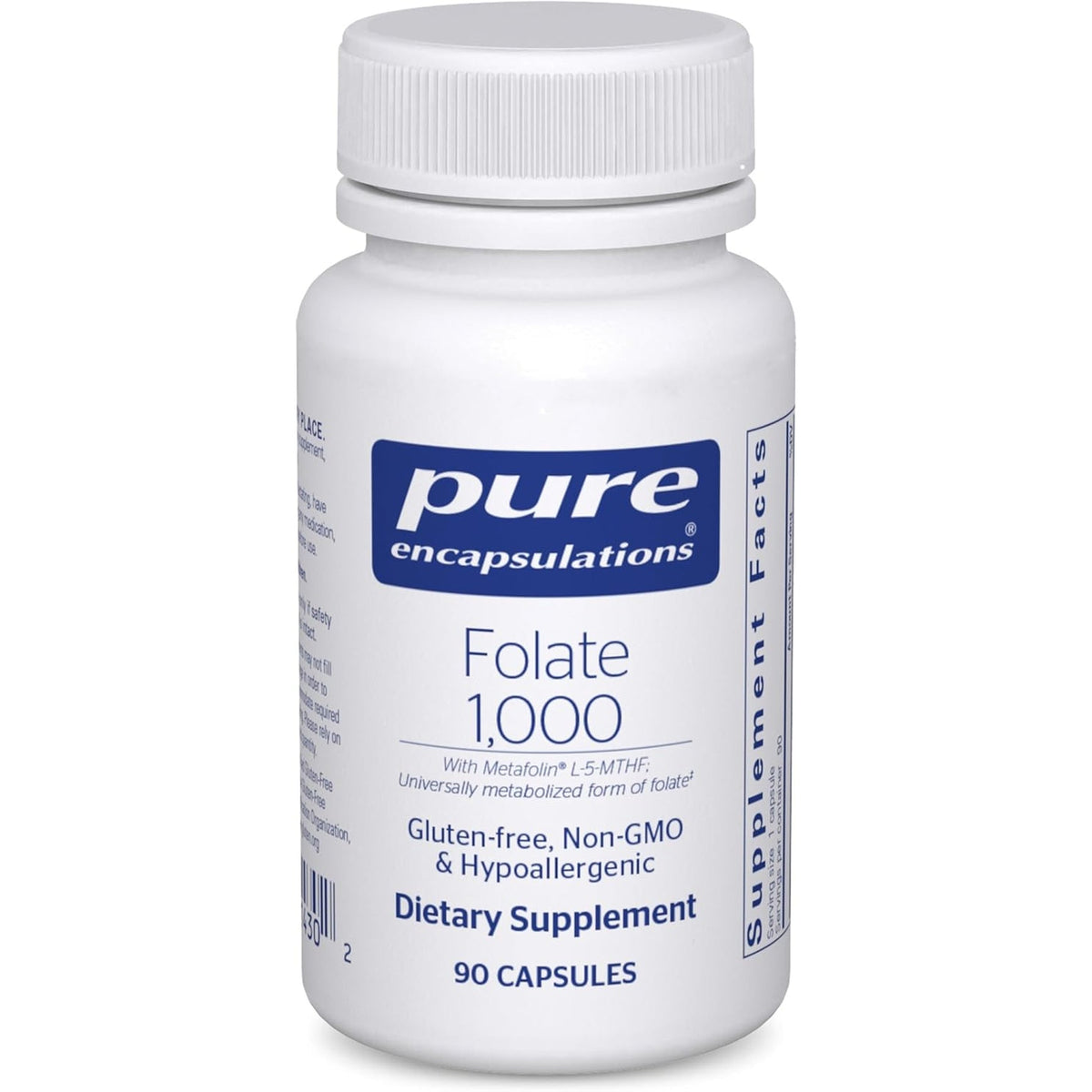 Pure Encapsulations Folate 1000 - Metafolin L-5-MTHF - Heart Health Supplement* - Folate Supplement - Non-Gmo & Gluten Free - 90 Capsules