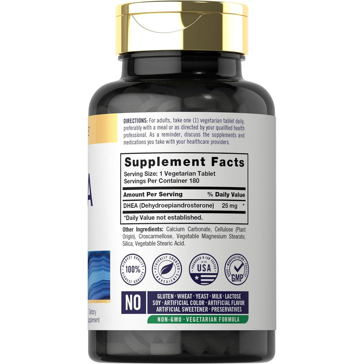 Carlyle DHEA Supplement for Women and Men | 25Mg | 180 Tablets | Vegetarian, Non-Gmo, and Gluten Free