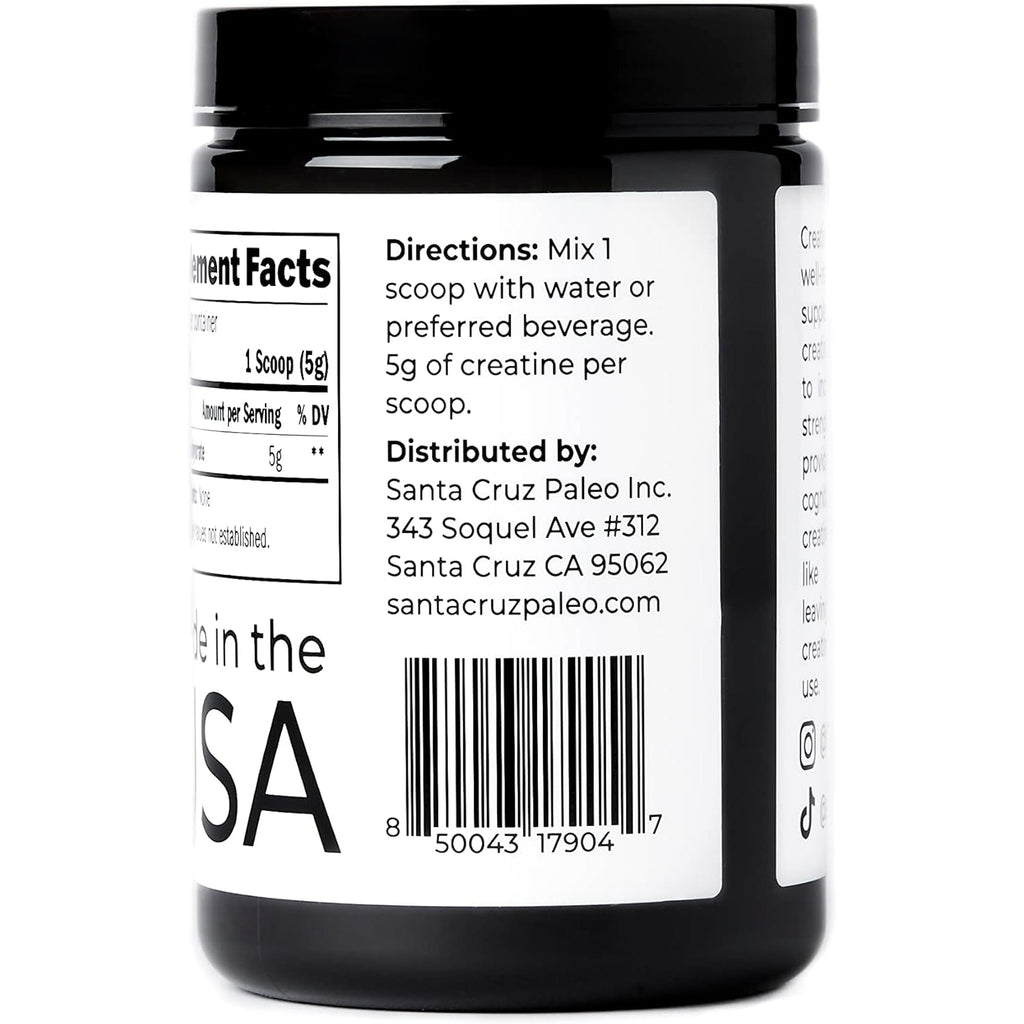 Santa Cruz Paleo, Creatine Monohydrate Powder Micronized, Unflavored Pre Workout and Muscle Support Supplement, Gluten Free Keto, Mix with Water or Shakes, No Fillers or Additives, 80 Servings, 400G