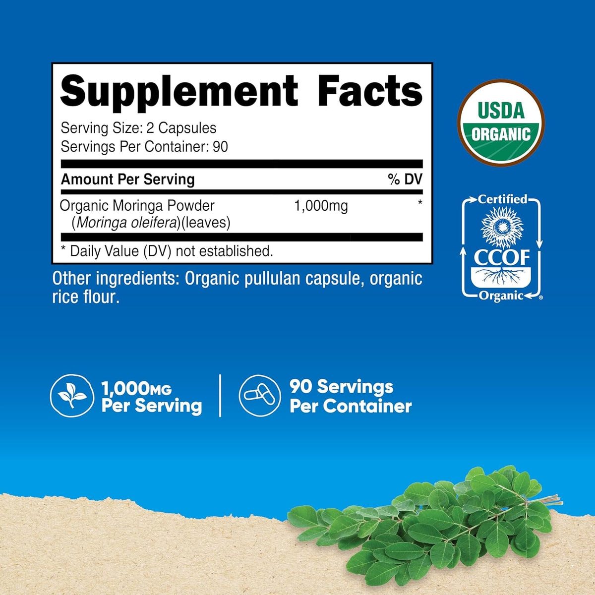 Nutricost Moringa Capsules 500Mg, 180 Capsules (90 Servings) - Vegetarian Capsules, Non-Gmo, Gluten Free