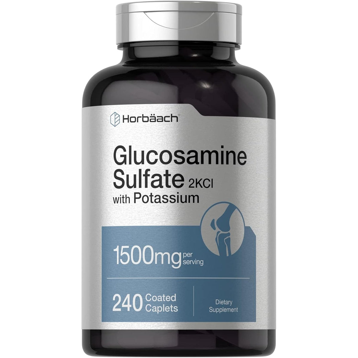 Horbäach Glucosamine Sulfate 1500Mg | 240 Caplets | 2KCI with Potassium | Non-Gmo and Gluten Free Supplement