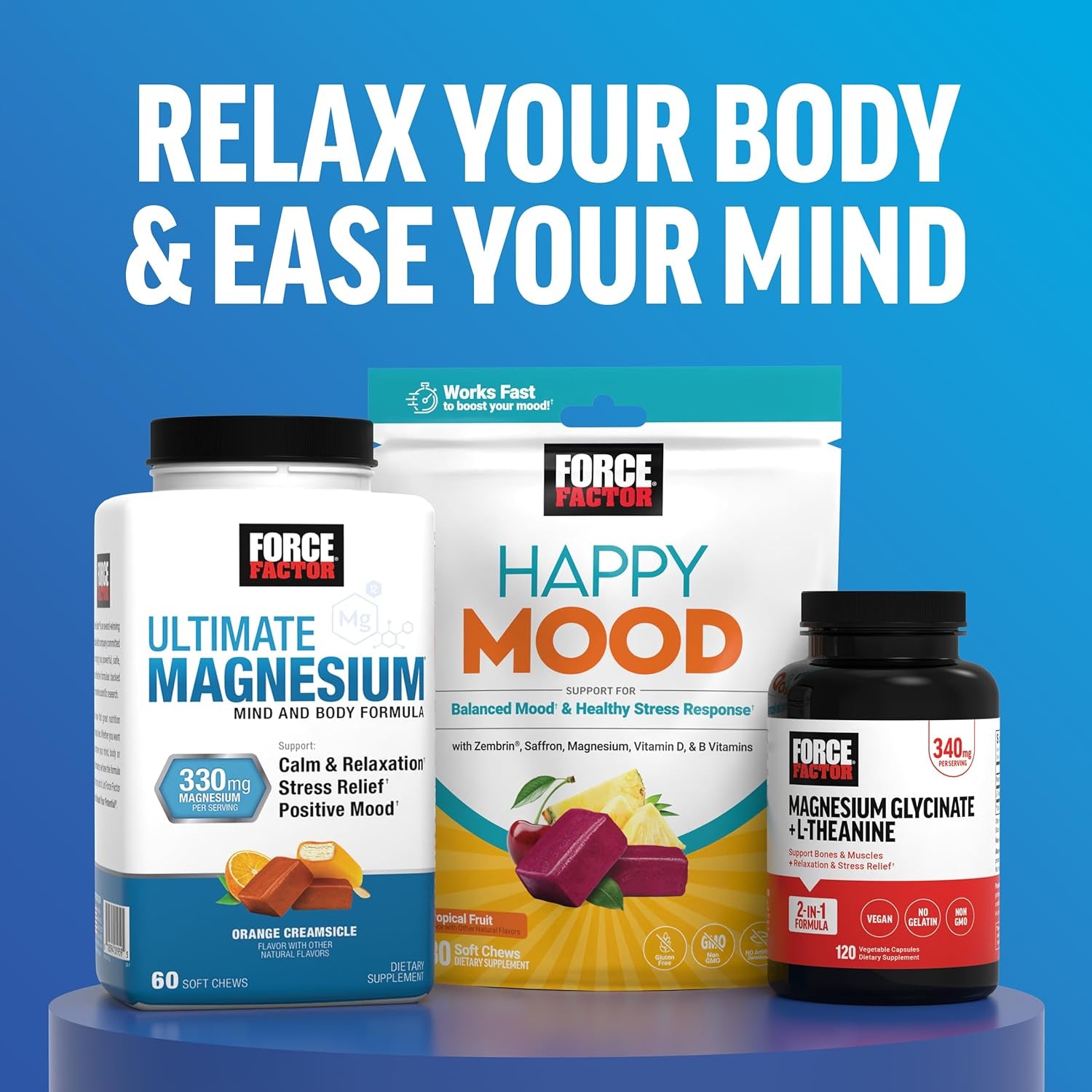 Force Factor Amazing Ashwa Complete Calm Support with KSM-66 Ashwagandha, like Ashwangandha Gummies to Promote Calm & Relaxation with Magnesium & L-Theanine, Blueberry Pomegranate, 60 Soft Chews