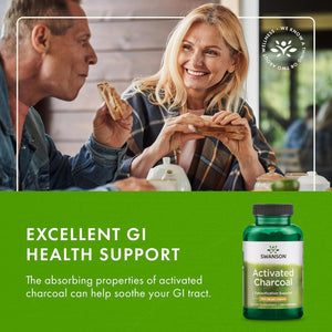 Swanson Activated Charcoal Digestive Support Supplement for Digestive-Comfort-Seeking Adults - 260 Mg per Capsule (120 Capsules, 520 Mg per Serving)