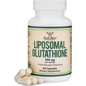 Liposomal Glutathione Supplement 500Mg per Serving, 60 Capsules (Vegan Safe, Non-Gmo) Max Absorption Liposomal Glutathione with Genuine Smell and Taste by Double Wood