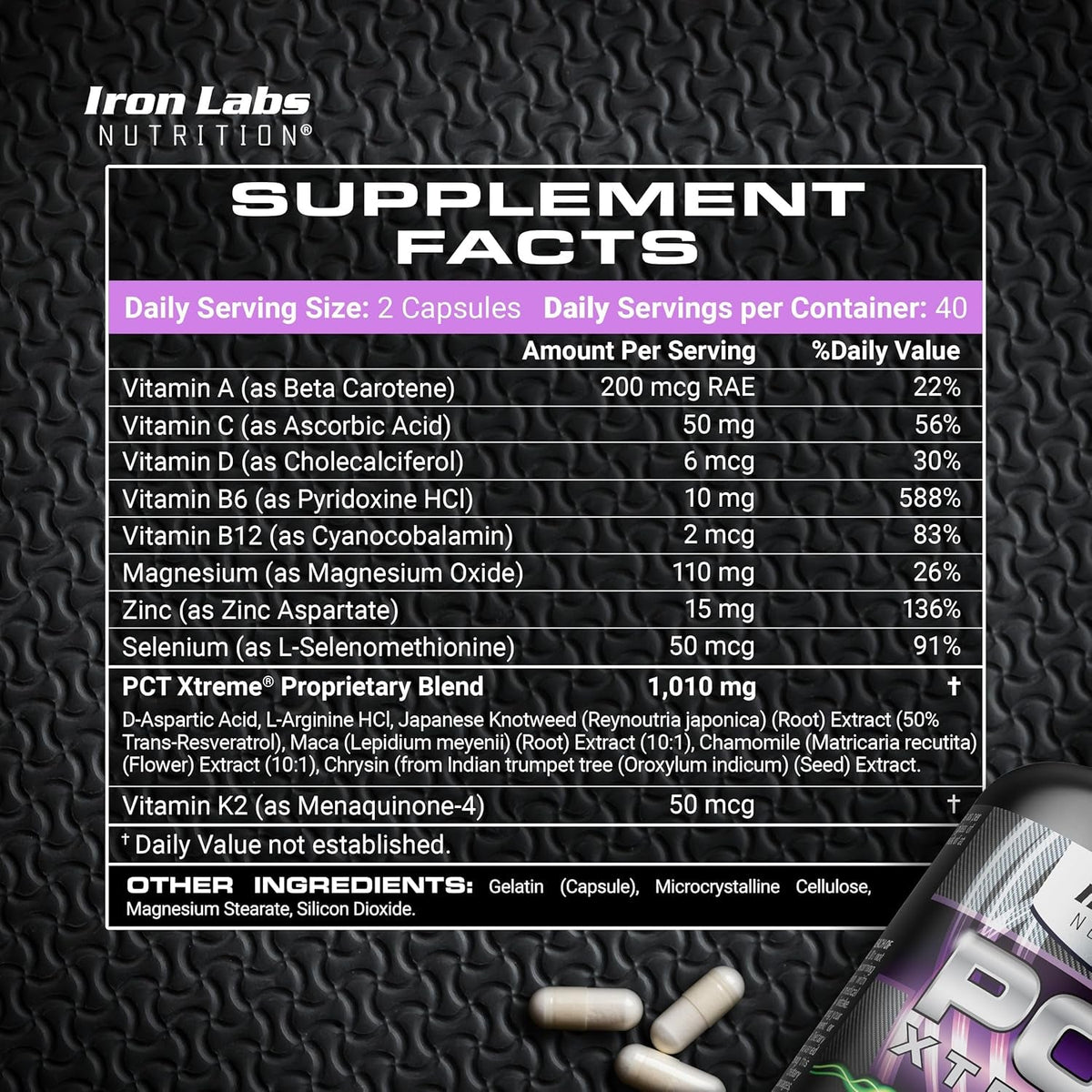 Iron Labs Nutrition PCT Xtreme - PCT Supplement for Men - 30 Day Course - Post Cycle Support Booster (80 Capsules)