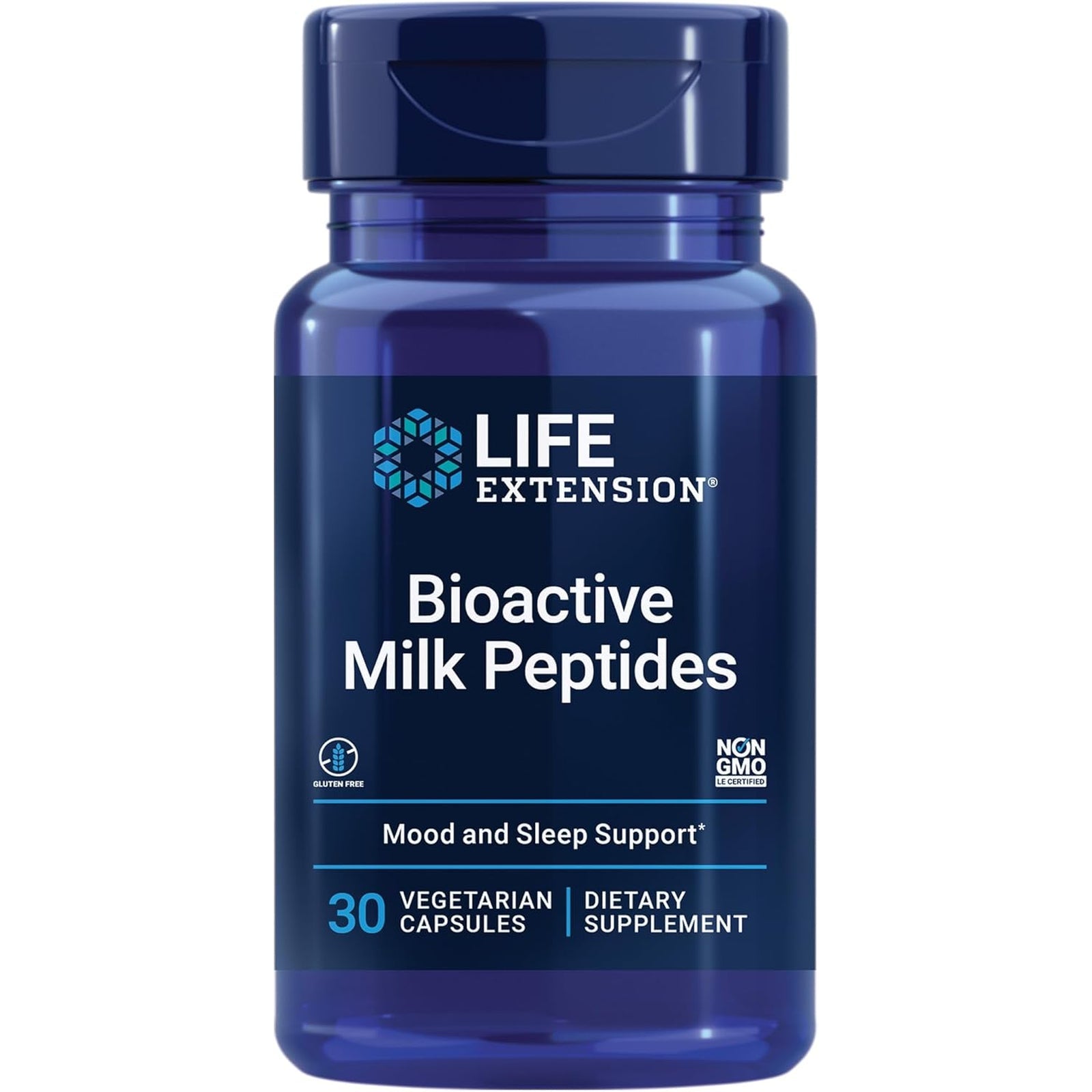 Life Extension Bioactive Milk Peptides, Healthy Mood Support, Sleep Supplement, Relaxation, Milk Peptides, Casein Decapeptide, Hormone-Free, Gluten-Free, Non-Gmo, Vegetarian, 30 Capsules