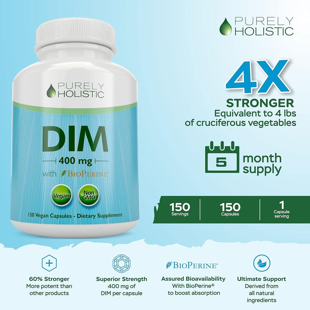 DIM Supplement 400MG | Extra Strength | Estrogen & Hormone Balance for Men and Women | Five Month Supply | Menopause, Prostate & Energy Support | Diindolylmethane | Vegan & Non-Gmo | 150 Capsules