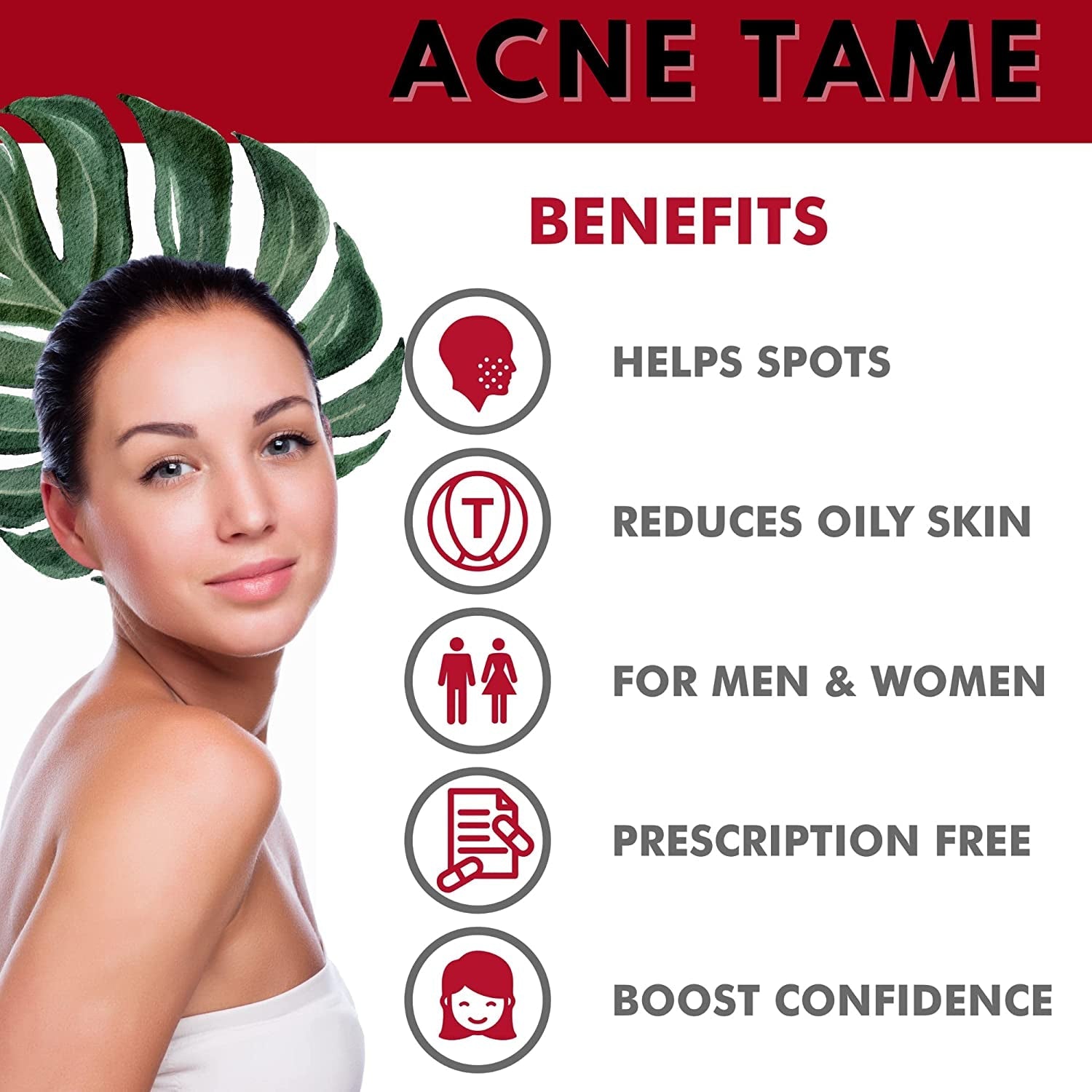 Acnetame Acne Pills- Acne Tame Supplement- Clear Skin Vitamins Pill for Oily Skin Treatment, Hormonal Blemishes, anti Spots & Cystic Acnes Supplements for Women, Men, Teens & Adults- 60 Oral Tablets