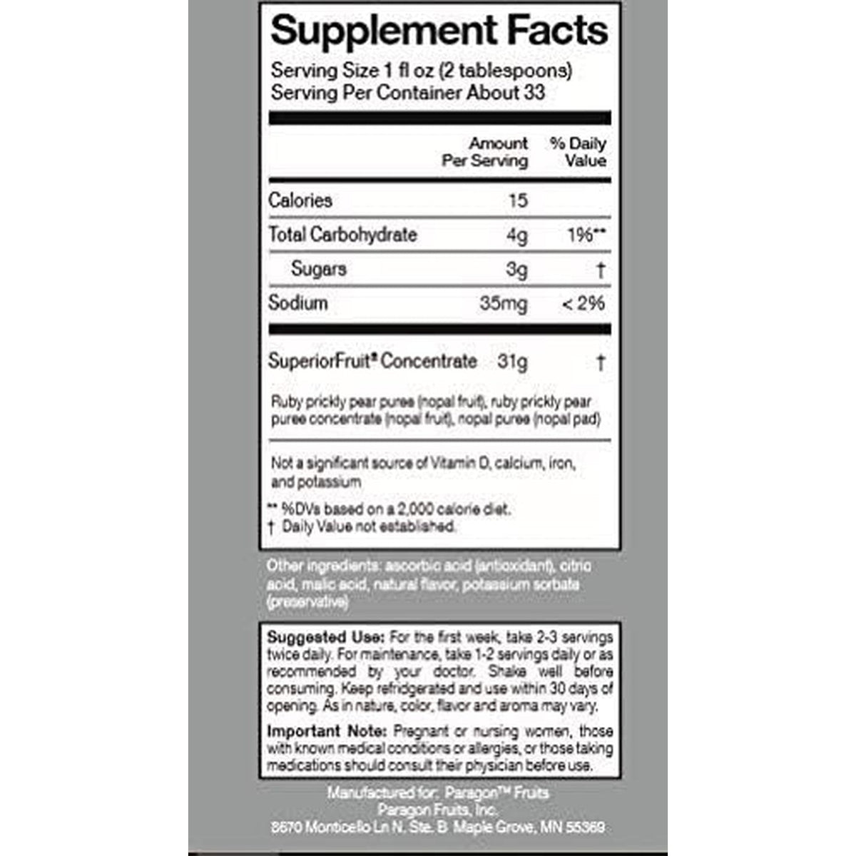 Recover Prickly Pear Liquid Supplement 1L