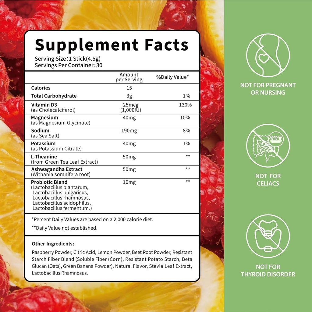 Ultragut GLP-1 Booster Fiber Mix Drink, Cortisol Reducer & Sleep Aid, for Weight Loss & Gut Health - with Prebiotics, Magnesium Glycinate, L-Theanine, Ashwagandha, Vitamin D, No Sugar, 30 Servings