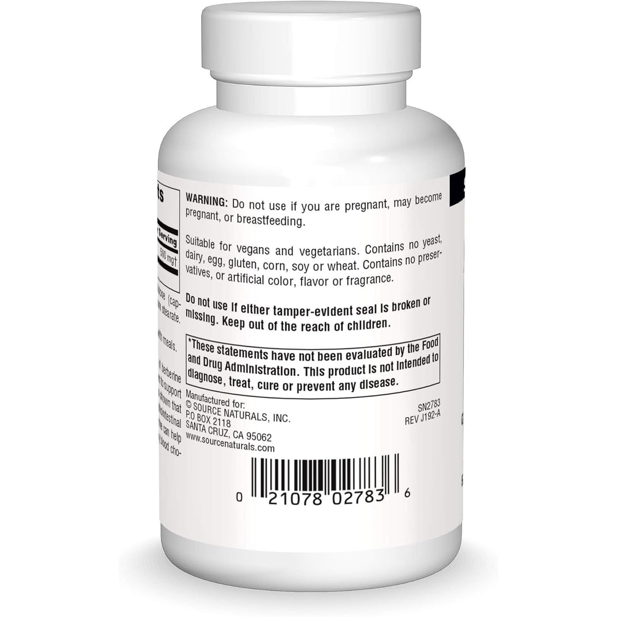 Source Naturals Berberine Vegetable Capsule, for Gastrointestinal Support* - 60 Vegetarian Capsules