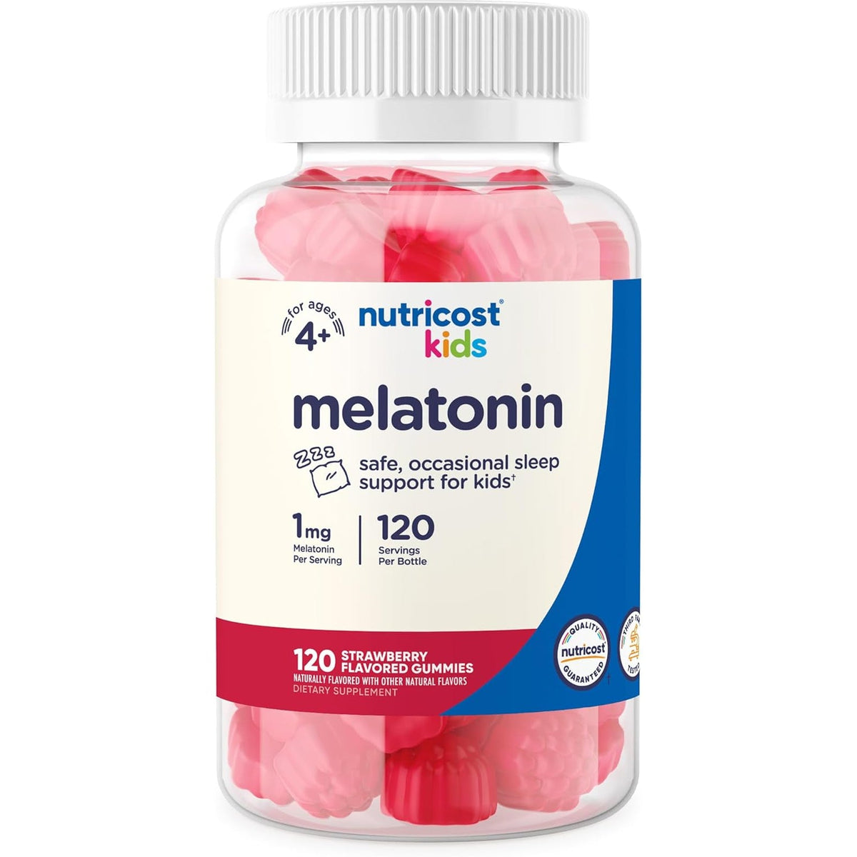 Nutricost Kids Melatonin Gummies 1Mg, 120 Gummies, Strawberry Flavored