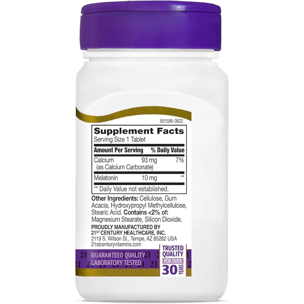 SMART MONKEY TECHNOLOGIES 21St Century Melatonin 10Mg Time Release, 120 Tablets | Non-Habit Forming Sleep Aid for Adults | Jet Lag & Shift Work | Promotes Restful Sleep | Gluten-Free & Non-Gmo