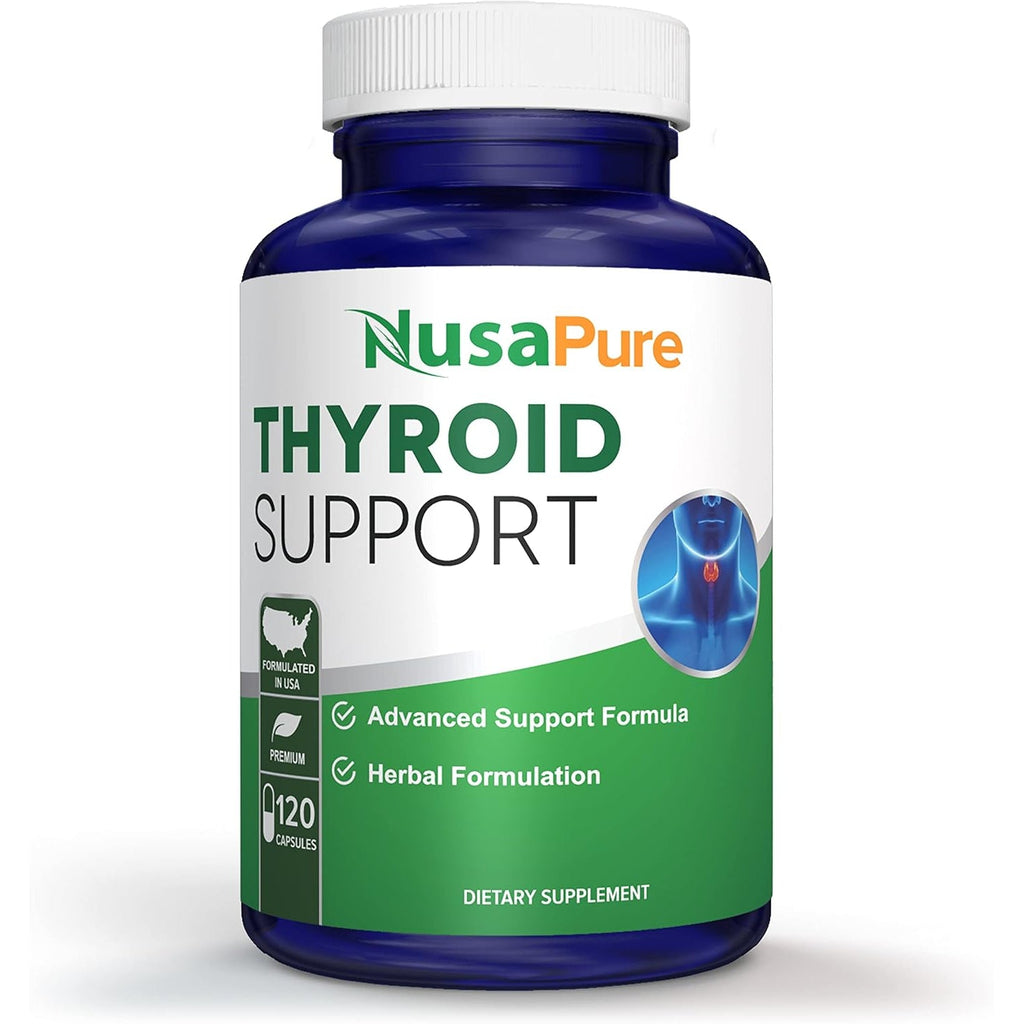 Nusapure Thyroid Support Supplement (Non-Gmo) 120 Caps, Ashwaganda, Iodine, Zinc, Kelp, Vitamin B12, L-Tyrosine, Selenium, Copper