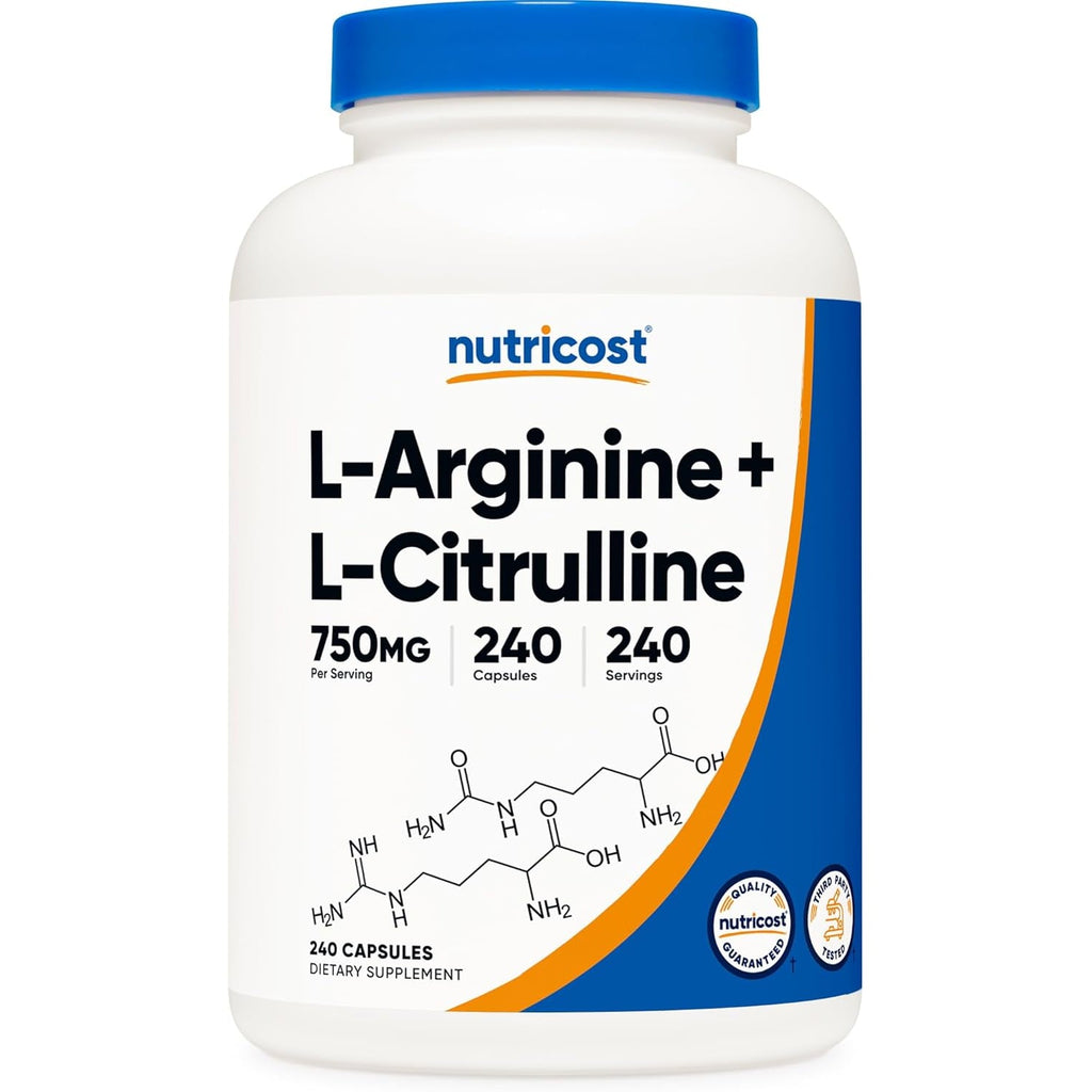 Nutricost L-Arginine L-Citrulline Complex 750Mg, 240 Capsules - Non-Gmo