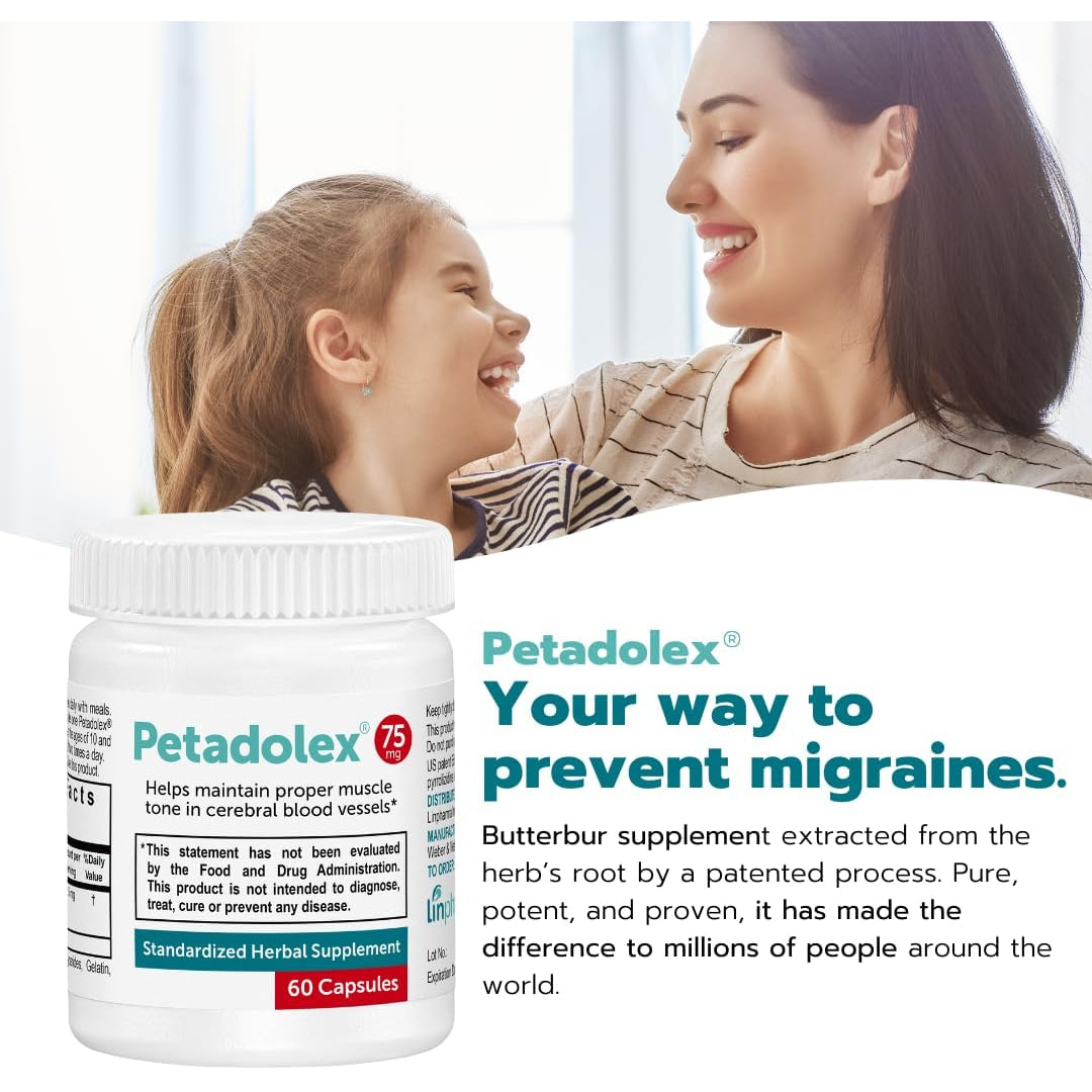 Migraine Relief - Patented Butterbur Root Extract, 75Mg Pa-Free Butterbur Extract in Gelatin Capsules, Ideal Real Butterbur for Migraines Solution Prevention