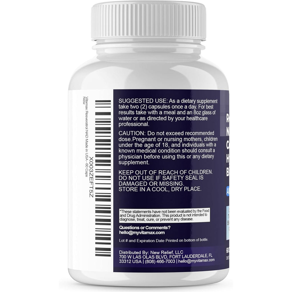 Resveratrol NAD+ Berberine Hyaluronic Acid - Biotin Grape & Blueberry + NAC - Collagen Peptides - Hair, Nail, Skin & Joint Supplement - 21-In-1 Women and Men - Made in USA (60 Count (Pack of 1)