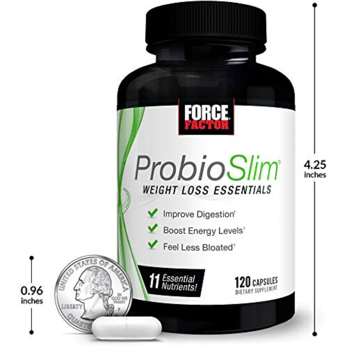 Force Factor Probioslim Weight Loss Essentials, Weight Loss Pills for Women, Metabolism Booster, Appetite Suppressant with Probiotics, Prebiotic Fiber, Electrolytes & Green Tea Extract, 120 Capsules