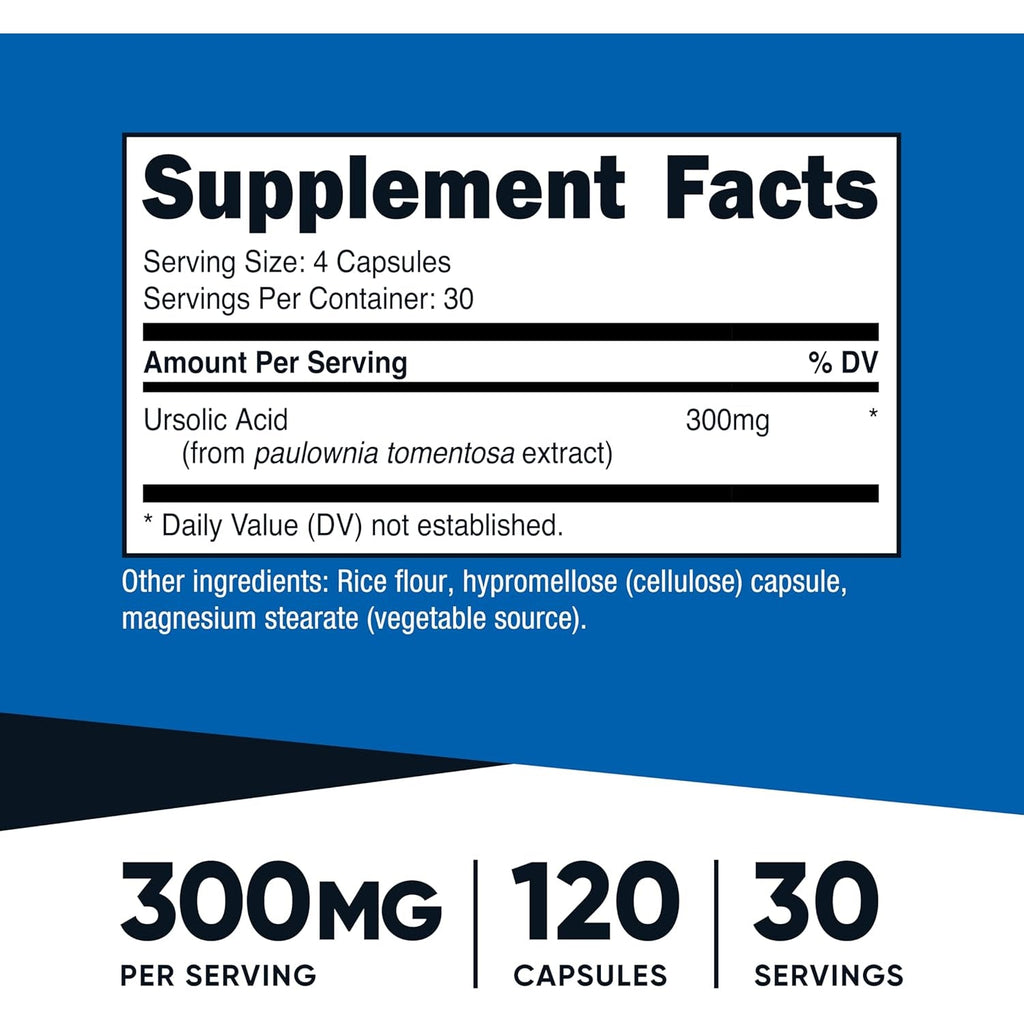 Nutricost Ursolic Acid 300Mg, 120 Capsules - Vegetarian, Non GMO, Gluten Free, Soy Free