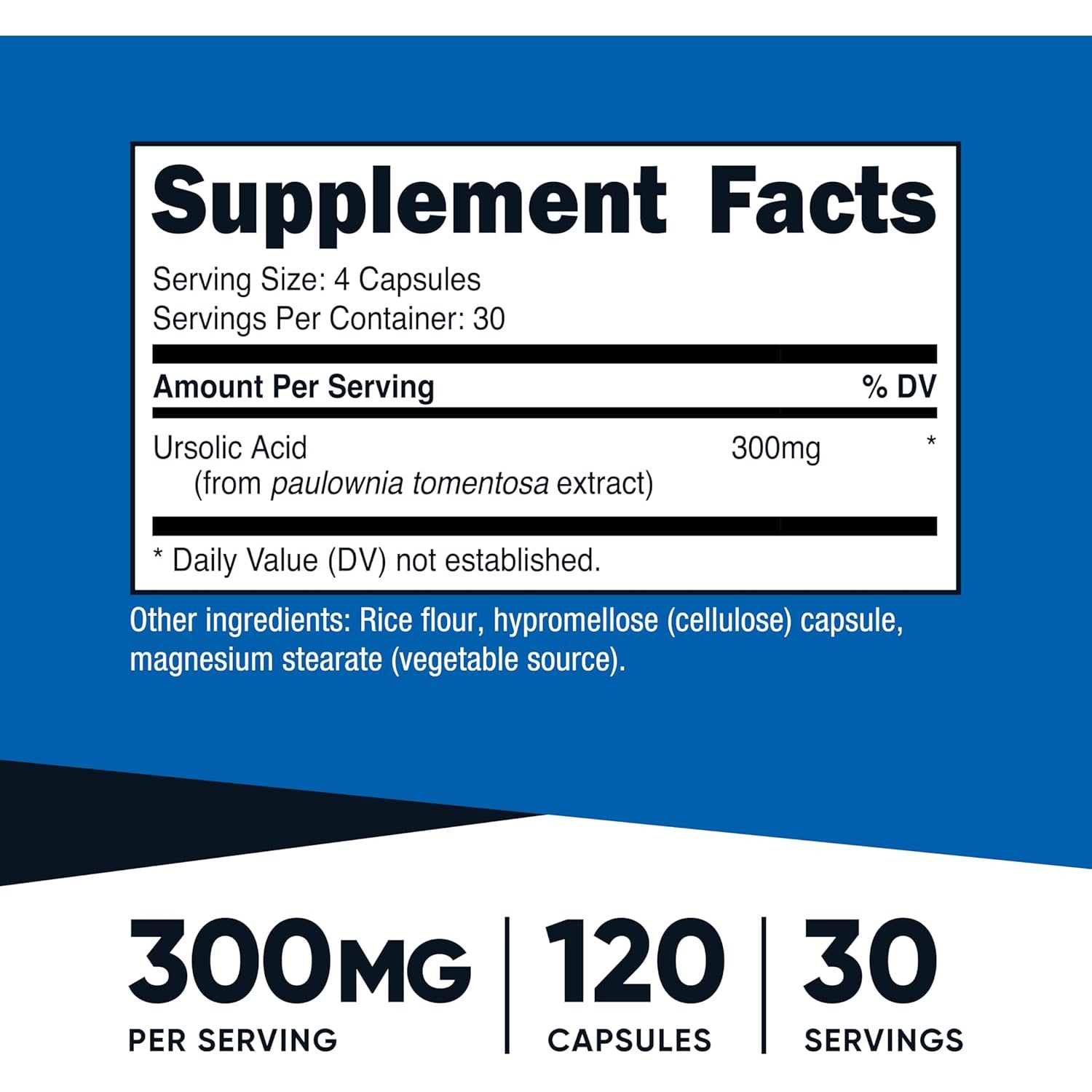 Nutricost Ursolic Acid 300Mg, 120 Capsules - Vegetarian, Non GMO, Gluten Free, Soy Free
