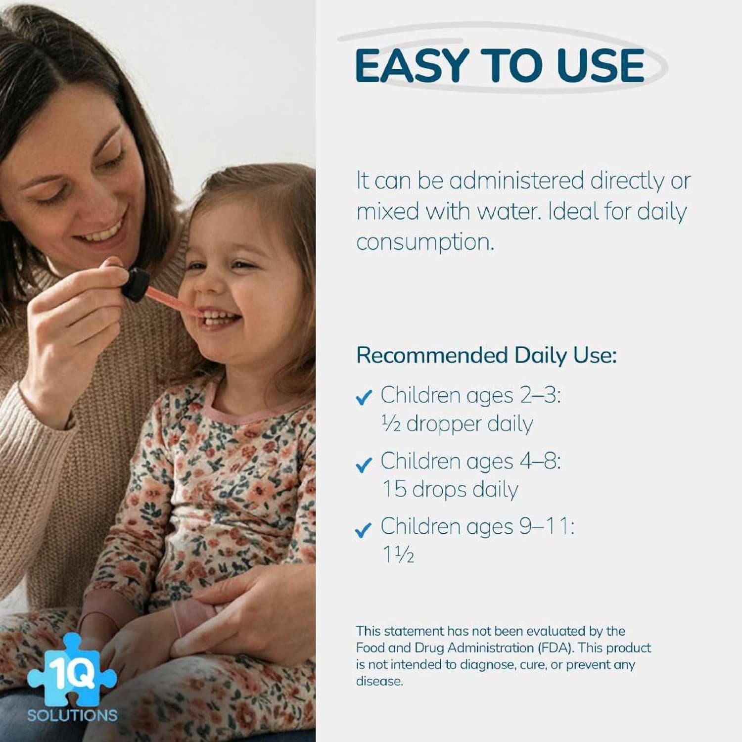 1Q Focus – Liquid Cognitive & Brain Support Natural Drops for Kids | Acetyl L-Carnitine + B1, B6, B12 & Folate | Sugar-Free, Vegan, Non-Gmo, Gluten-Free | Advanced Absorption | 2 Fl Oz 30 Servings