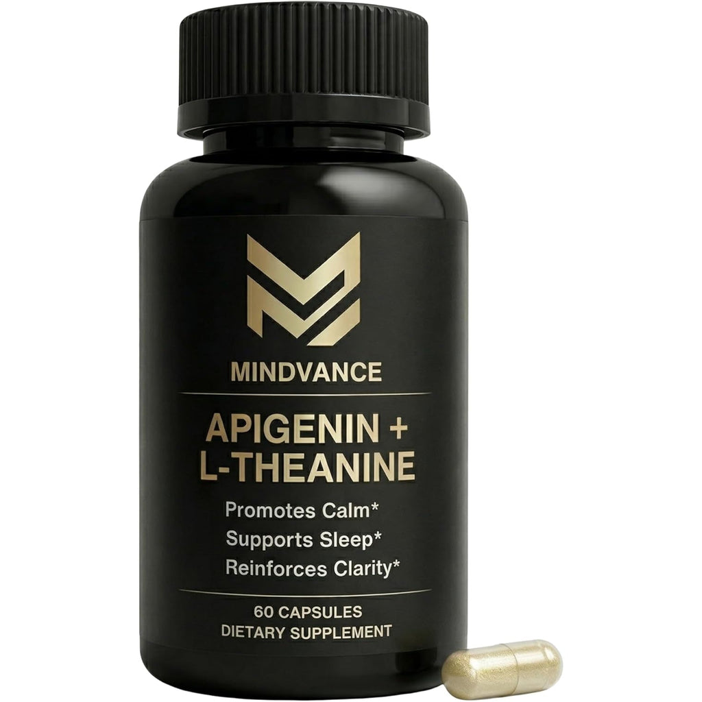 Apigenin 100Mg with L-Theanine 200Mg Supplement Capsules for Sleep Support, Relaxation, Clarity & Calm | Melatonin Free | 60 Vegan Capsules