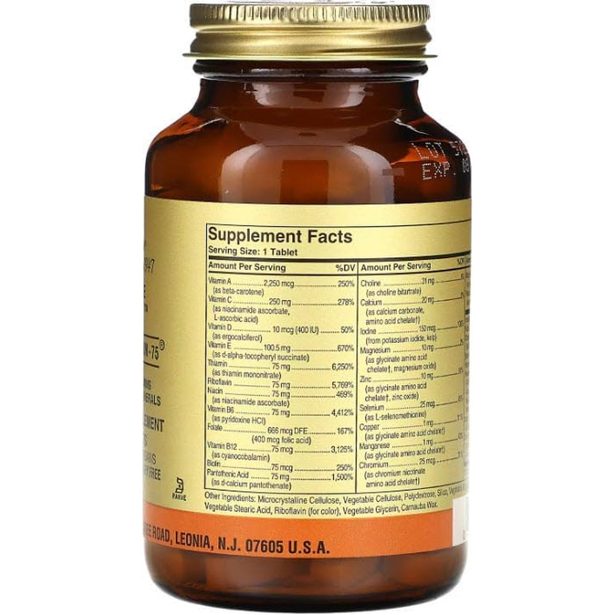 Solgar Iron-Free Formula VM-75, 90 Tablets - Multivitamin with Chelated Minerals - Vitamin A, B6, B12, C, D, E - Biotin, Magnesium, Calcium, Zinc - Vegan, Gluten & Dairy Free, Kosher - 90 Servings