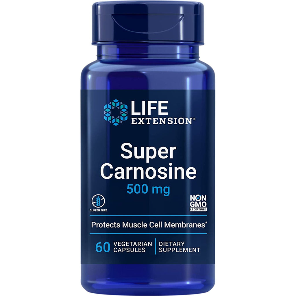 Life Extension Super Carnosine, L-Carnosine, Luteolin, Vitamin B1, Muscle Support, Exercise Recovery, Heart Health, Gluten-Free, Non-Gmo, Vegetarian, 60 Capsules